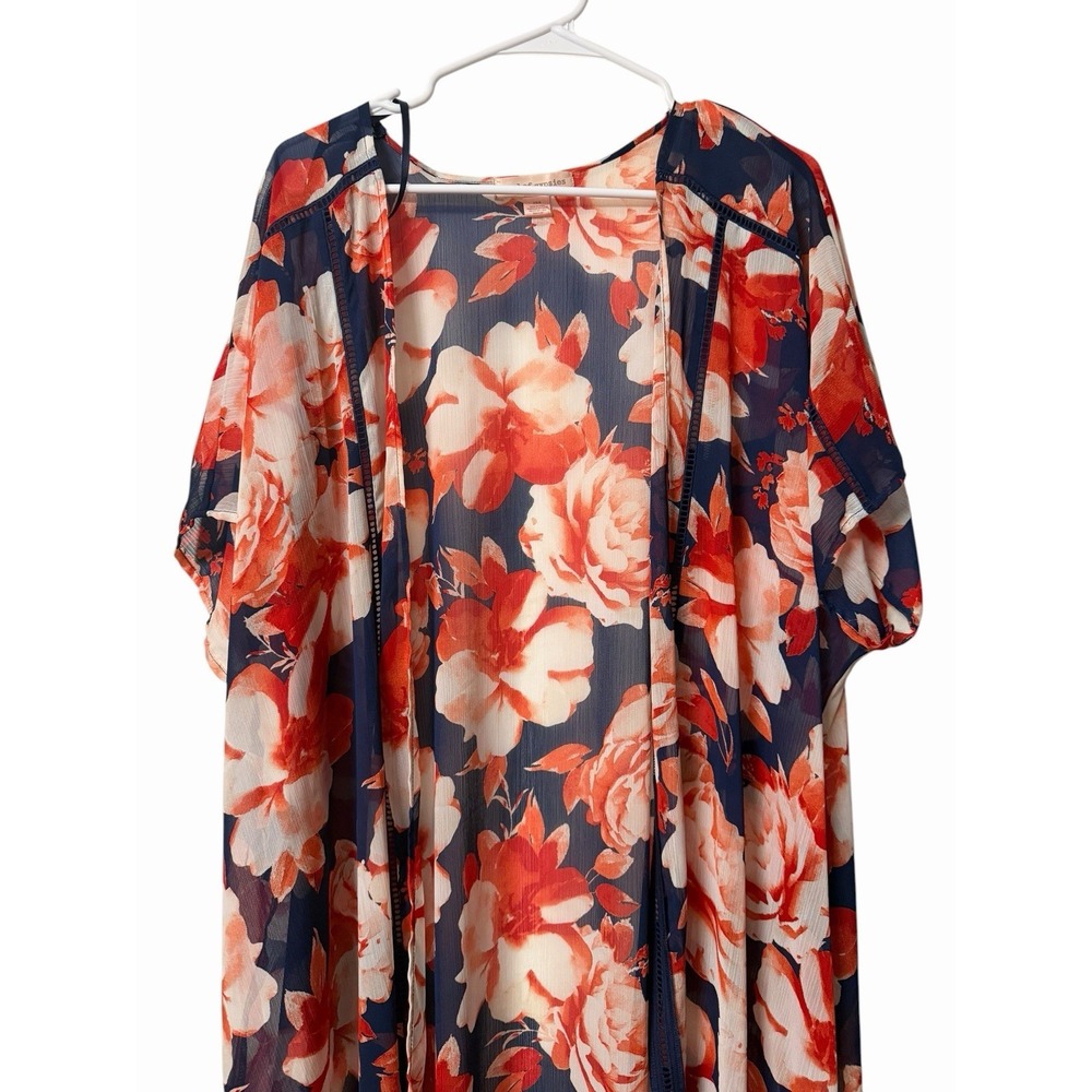 Band Of Gypsies Floral Kimono Boho Sheer Cover Up Short Sleeve XS/S